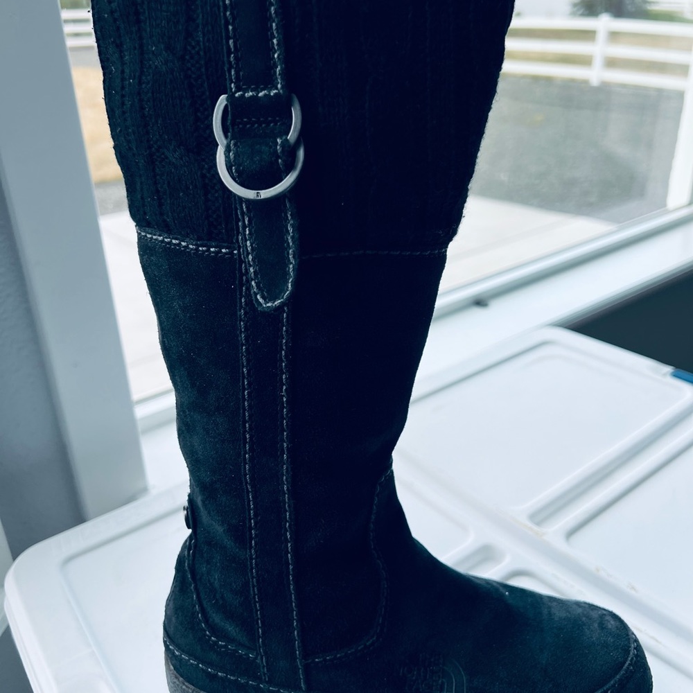 The North Face women’s black suede winter boots. Size 6